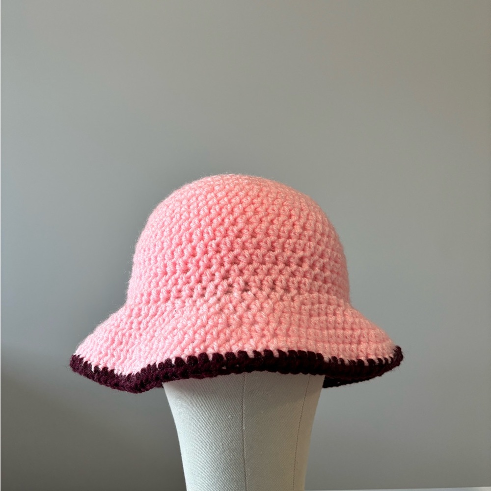 Pink and Red Crochet Hat